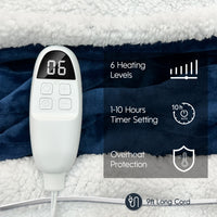 Sumkea 2-in-1 Heated Blanket, Double Controller, Detachable to Two Blanket, Navy Blue