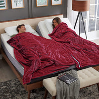 Sumkea 2-in-1 Heated Blanket, Double Controller, Detachable to Two Blanket, Red Velvet