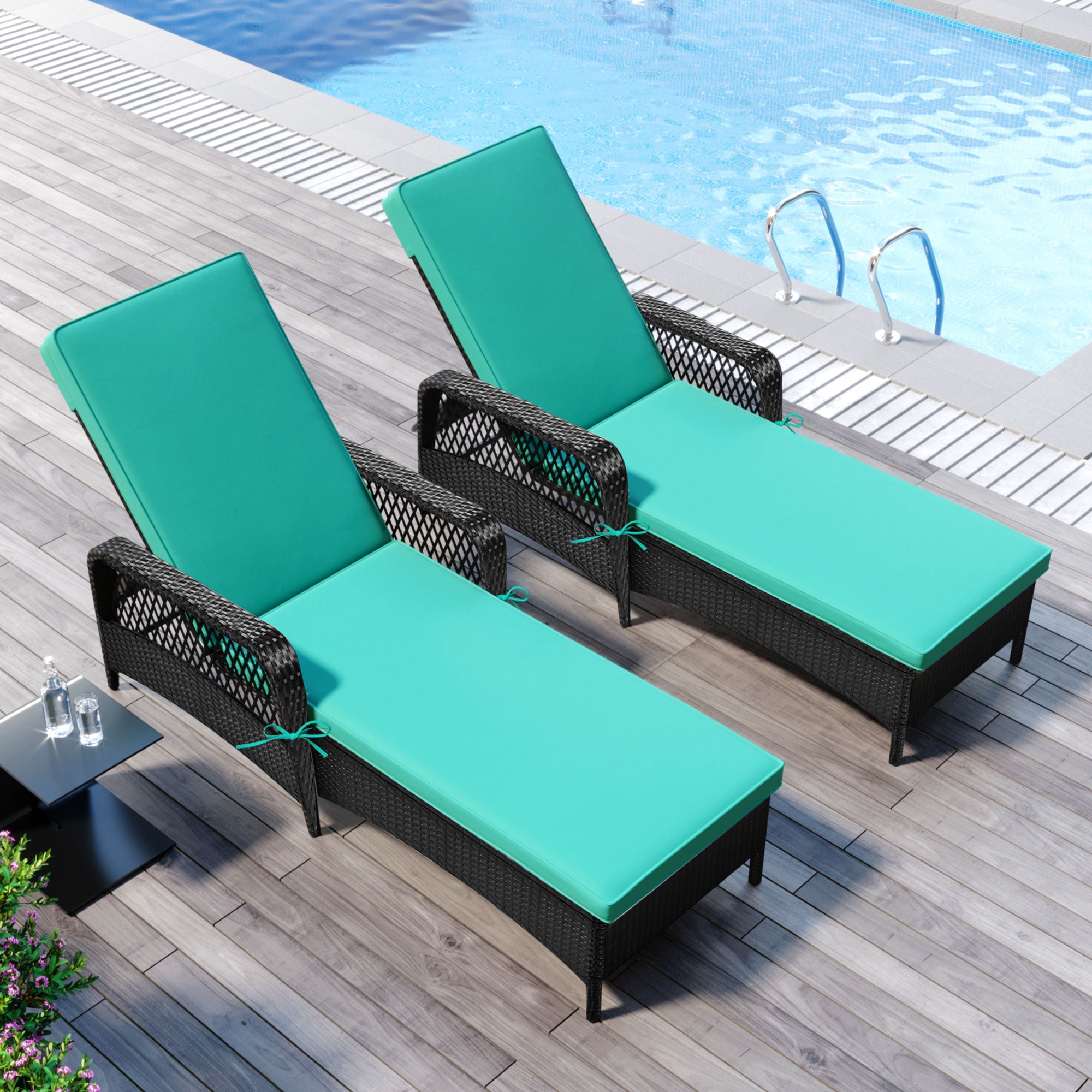 Set of 2 rattan sales sun loungers