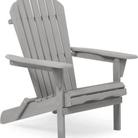 SUMKEA Patio Chair Set of 2 - Folding Adirondack Chair Lounge Chair for Outdoor Gray