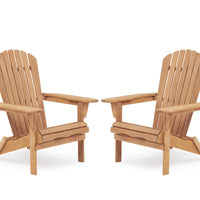 SUMKEA Patio Chair Set of 2 - Folding Adirondack Chair Lounge Chair for Outdoor Brown