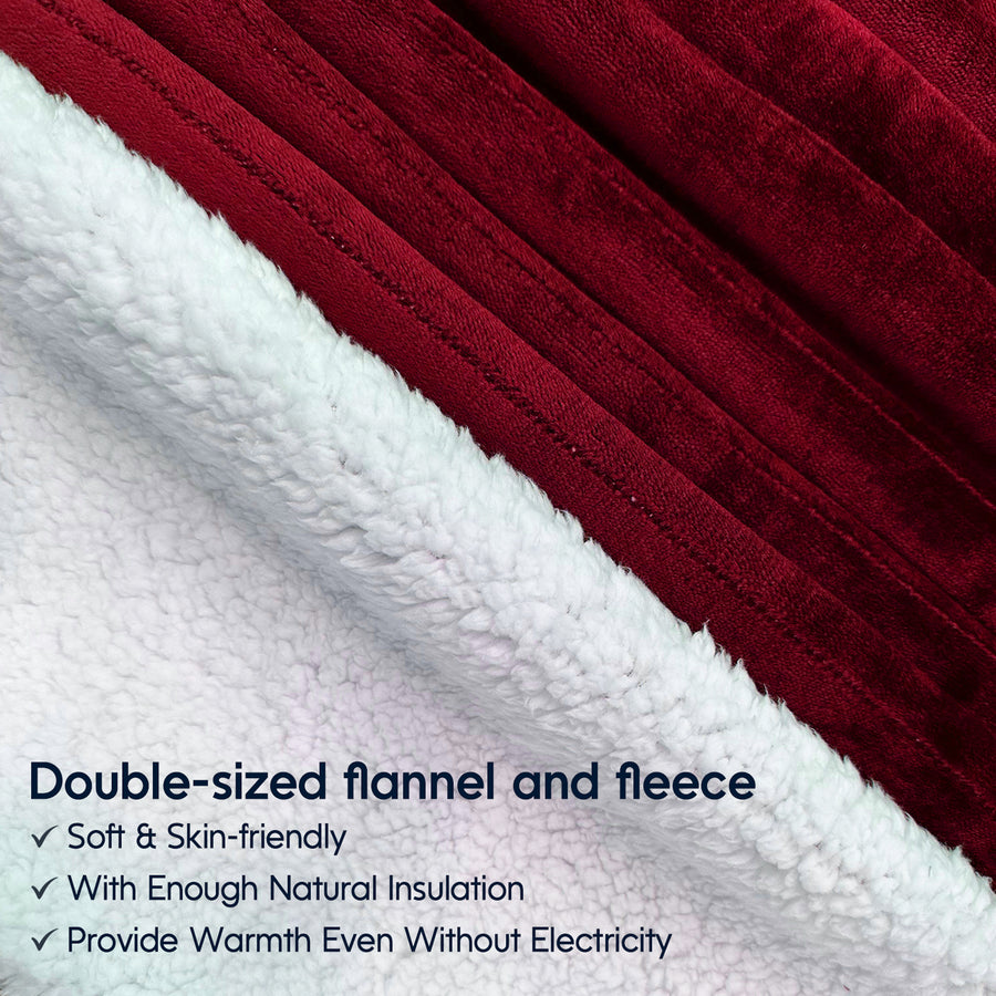 Sumkea 2-in-1 Heated Blanket, Double Controller, Detachable to Two Blanket, Red Velvet