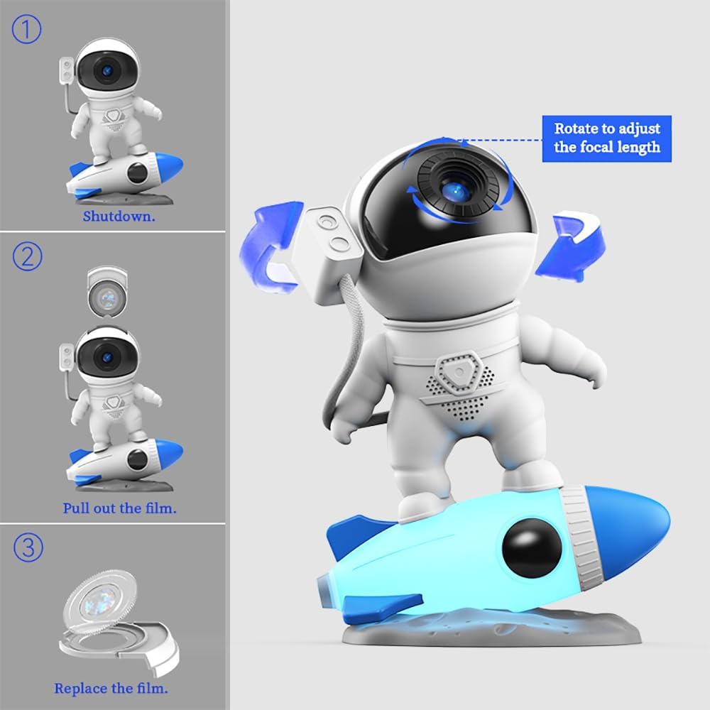 SUMKEA Space Galaxy Projector, Rocket Astronaut, White