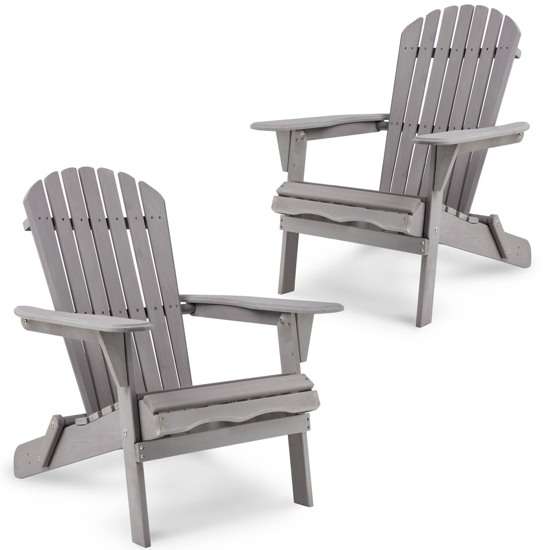 SUMKEA Patio Chair Set of 2 - Folding Adirondack Chair Lounge Chair for Outdoor Gray