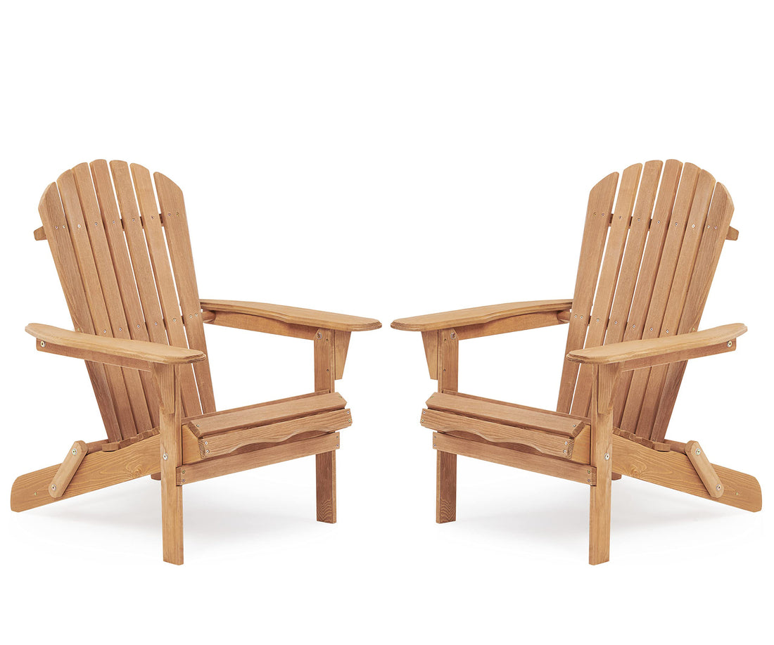 SUMKEA Patio Chair Set of 2 - Folding Adirondack Chair Lounge Chair for Outdoor Brown