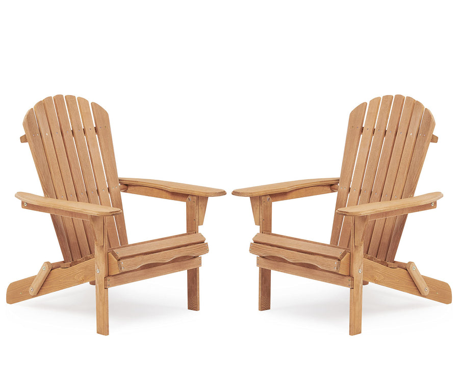 SUMKEA Patio Chair Set of 2 - Folding Adirondack Chair Lounge Chair for Outdoor Brown